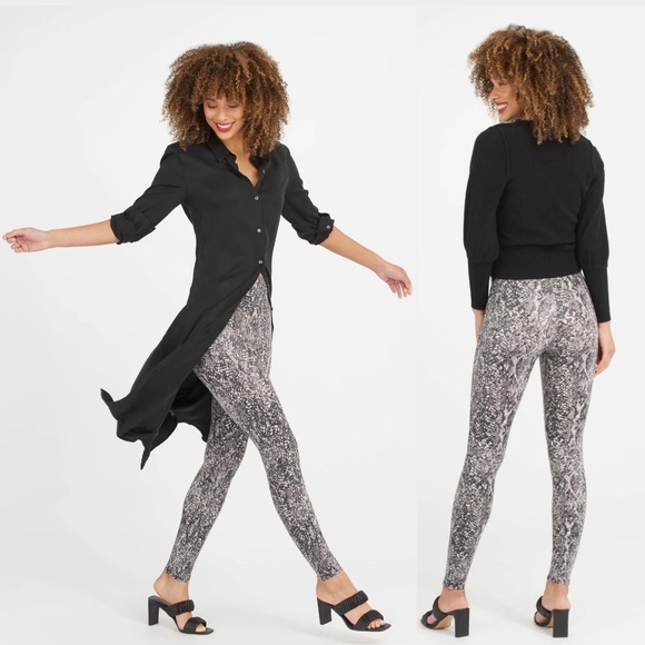 spanx faux leather snake shine leggings - Picture 1 of 5